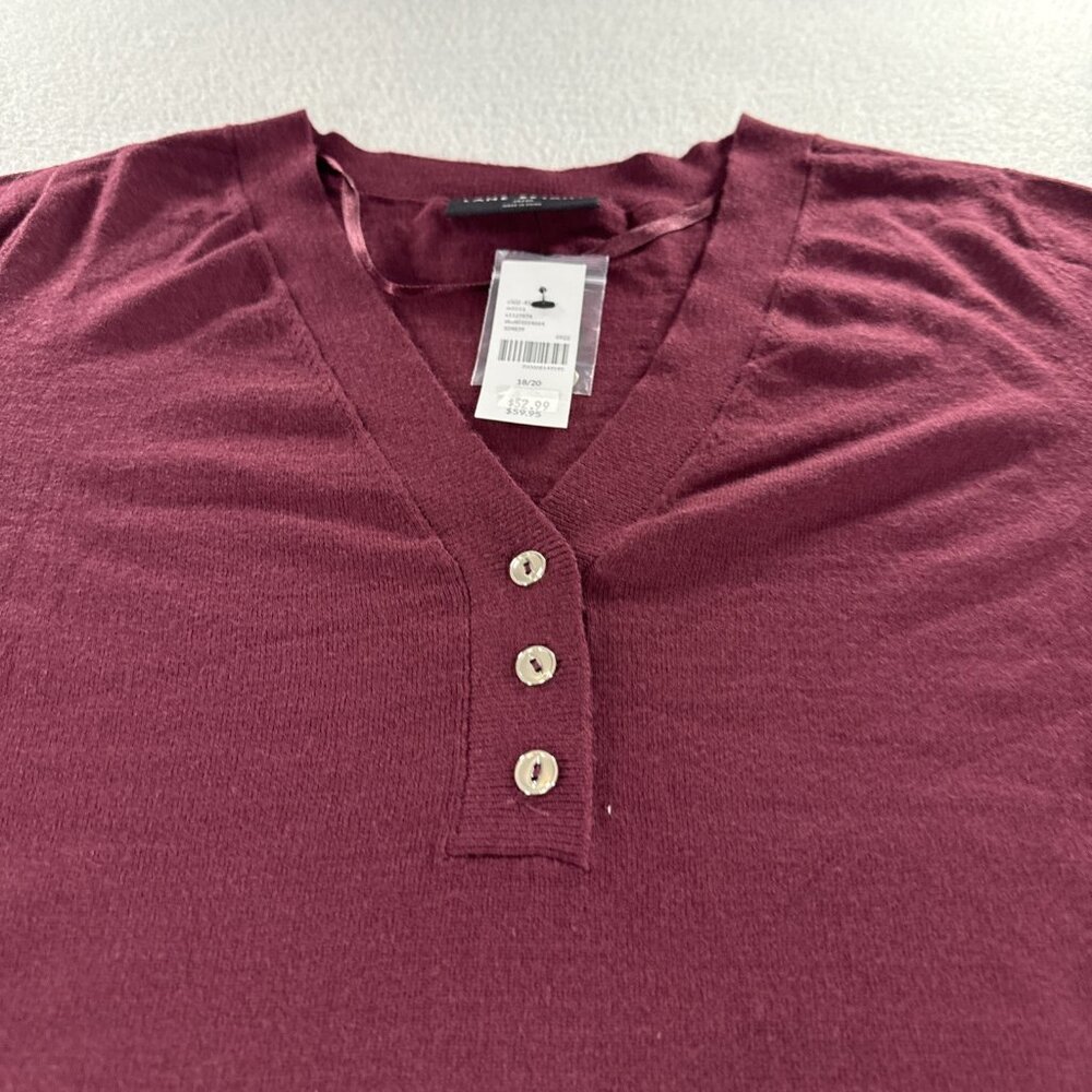 Lane Bryant Sweater Womens‎ 18/20 Maroon V-NECK Long Sleeve Retails $60.00 NWT - Picture 3 of 11